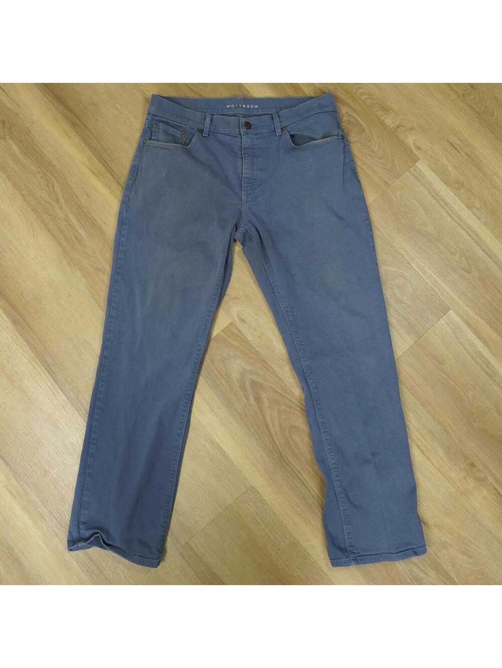 Mott & Bow Blue Men's Slim Fit Straight Fit Pants 34x30 - Classic, Monochrome